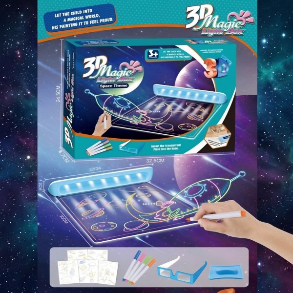 Magic 3D LED zīmēšanas tāfele 53354-Rotaļlietas-bebis.lv