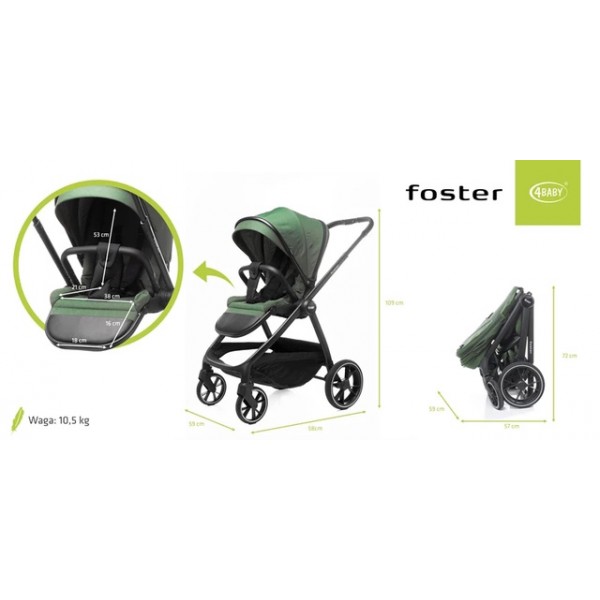 Коляска FOSTER green-Детские коляски и принадлежности-bebis.lv
