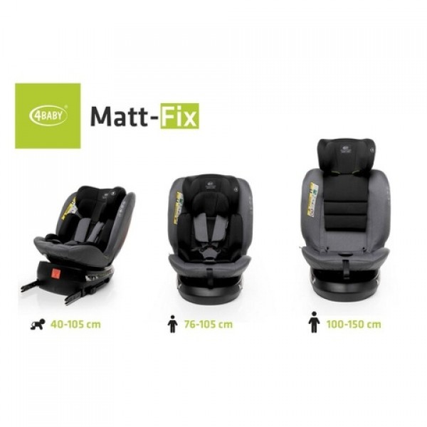 Автосиденье MATT-FIX graphite, 40-150 cm (Isofix)-Детские автосиденья-bebis.lv