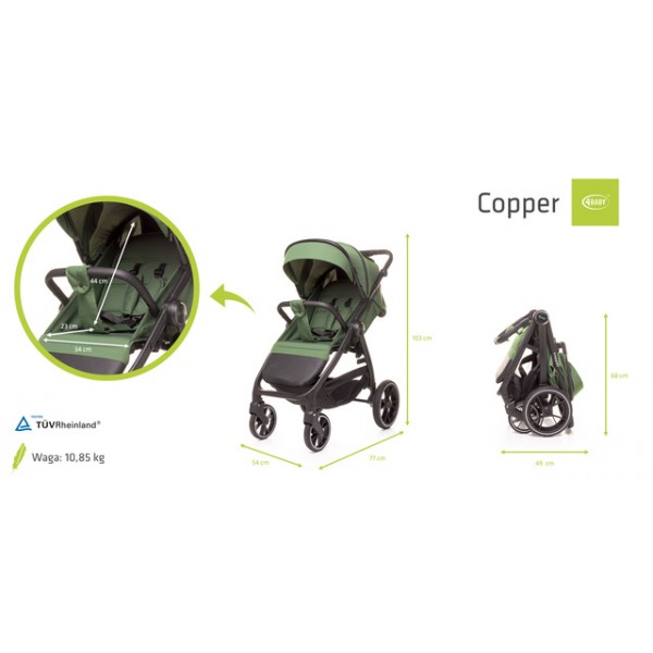 Детская коляска COPPER green-Детские коляски и принадлежности-bebis.lv