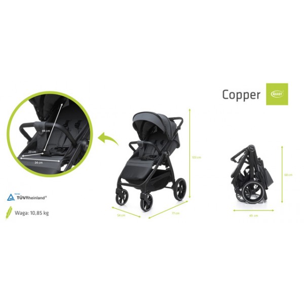 Коляска COPPER graphite-Детские коляски и принадлежности-bebis.lv
