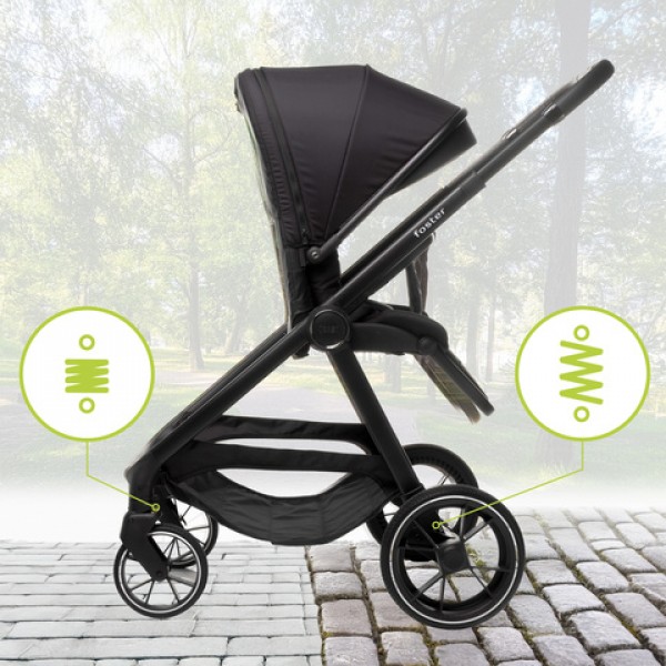 Коляска FOSTER black (реверсивная)-Детские коляски и принадлежности-bebis.lv