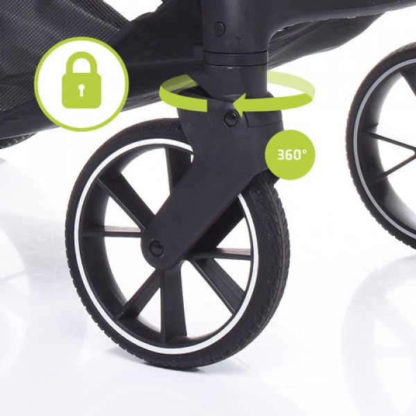 Коляска FOSTER black (реверсивная)-Детские коляски и принадлежности-bebis.lv