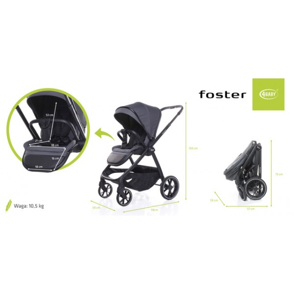 Коляска FOSTER graphite (реверсивная)-Детские коляски и принадлежности-bebis.lv
