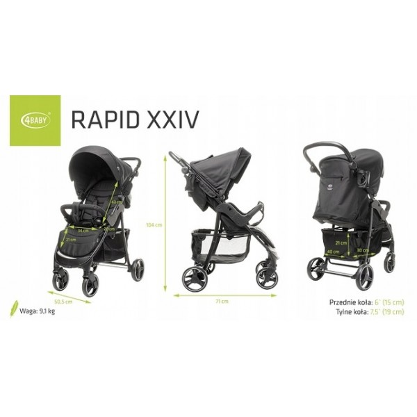 Ratiņi RAPID black (XXIV) Ratiņi RAPID black (XXIV)-Ratiņi un piederumi-bebis.lv