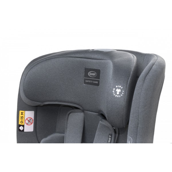 4B FOTELIK ROCKET 76-150CM GRAPHITE I-SIZE--bebis.lv