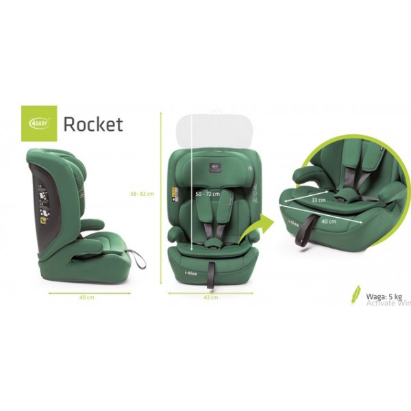Автокресло ROCKET dark green, 76-150 cm (non-Isofix)-Детские автосиденья-bebis.lv