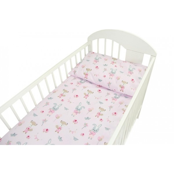 G/v komplekts FOX&RABBIT pink K-2T120-Gultas veļa un piederumi-bebis.lv