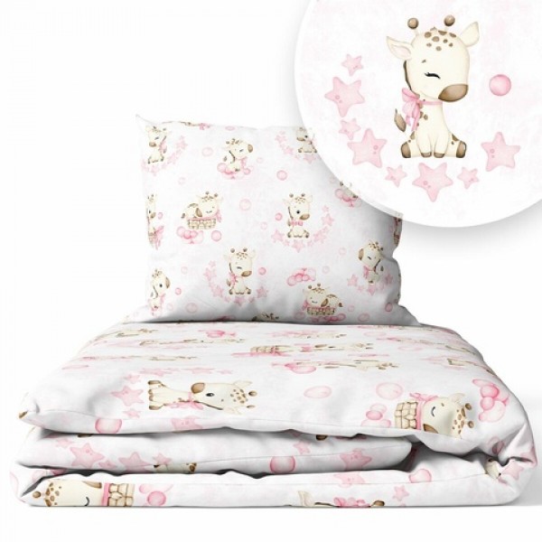 G/v komplekts GIRAFFE pink 2 el. K-2T135-Gultas veļa un piederumi-bebis.lv