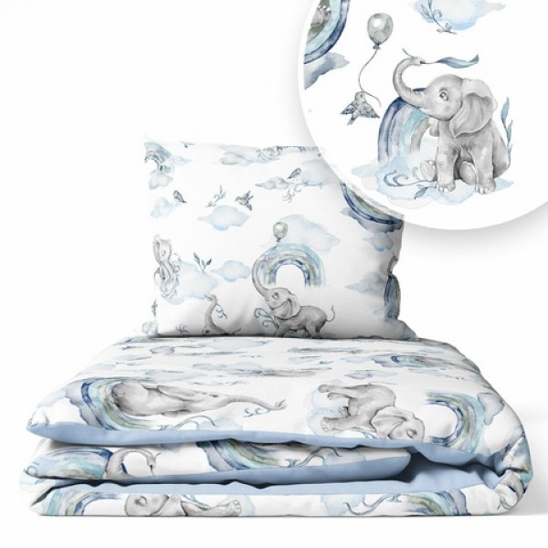 Комплект RAINBOW ELEPHANTS blue 2 el. K-2T135-Постельные принадлежности-bebis.lv