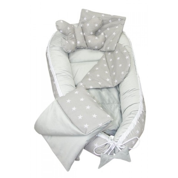 Ligzda-kokons ar aksesuāriem 5 el. VELVET STARS-Preces māmiņai-bebis.lv