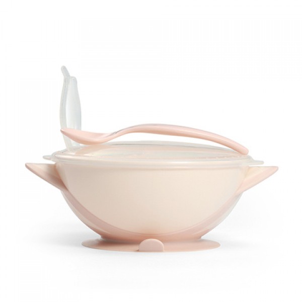 Bļoda ar piesūcekni un karoti Babyono 1063/06 CREAM-Bērna barošana-bebis.lv