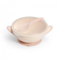 Bļoda ar piesūcekni un karoti Babyono 1063/06 CREAM