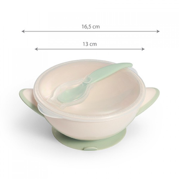 Bļoda ar piesūcekni un karoti Babyono 1063/07 GREEN Bļoda ar piesūcekni un karoti Babyono 1063/07 GREEN-Bērna barošana-bebis.lv