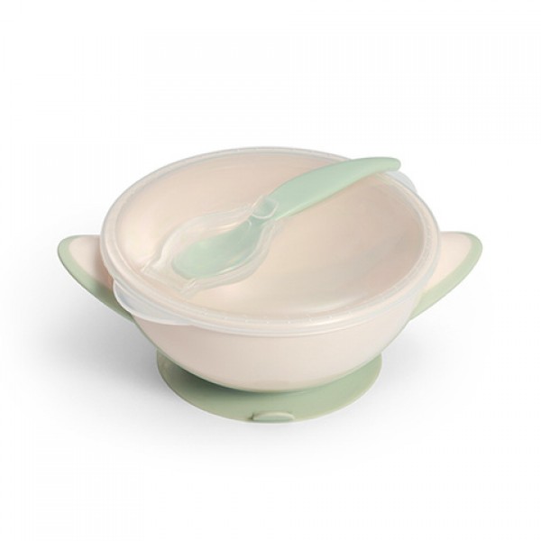 Bļoda ar piesūcekni un karoti Babyono 1063/07 GREEN-Bērna barošana-bebis.lv
