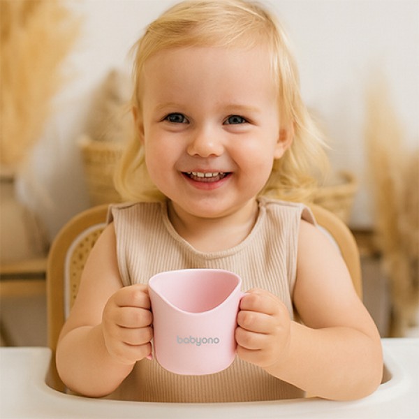 Mācību krūze ergonomiskā FLOW BabyOno 1463/04 pink-Bērna barošana-bebis.lv