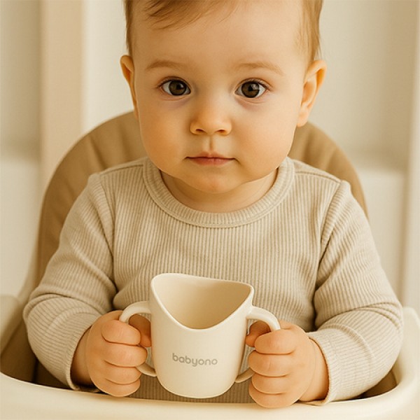 Mācību krūze ergonomiskā FLOW BabyOno 1463/09 beige-Bērna barošana-bebis.lv