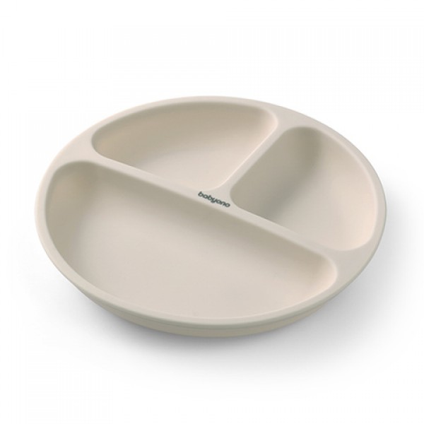 Силиконовая тарелка 1482/04 beige + эластичные ложки 1066 В ПОДАРОК!-Кормление ребёнка-bebis.lv