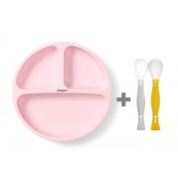 Силиконовая тарелка 1482/02 pink + еластичные ложки 1066 В ПОДАРОК!