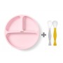 Силиконовая тарелка 1482/02 pink + еластичные ложки 1066 В ПОДАРОК!-Кормление ребёнка-bebis.lv
