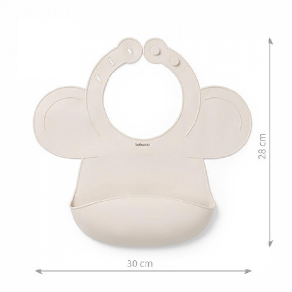 Silikona priekšautiņš BabyOno 1639/04 beige-Bērna barošana-bebis.lv