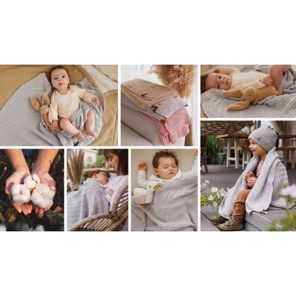Adīta kokvilnas sedziņa BabyOno 1647/02 grey Adīta kokvilnas sedziņa BabyOno 1647/02 grey-Gultas veļa un piederumi-bebis.lv