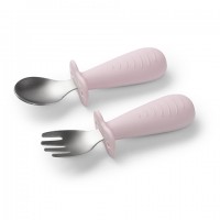 Ложка и вилка стальные Babyono 1665/02 pink