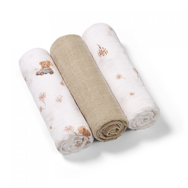 Muslin diaper set SUPER SOFT (3 pcs.) 348/15 bear-Gultas veļa un piederumi-bebis.lv