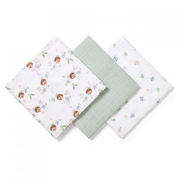 Muslin diaper set SUPER SOFT (3 pcs.) 348/16 hedgehog-Gultas veļa un piederumi-bebis.lv