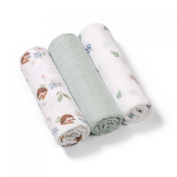 Muslin diaper set SUPER SOFT (3 pcs.) 348/16 hedgehog-Gultas veļa un piederumi-bebis.lv