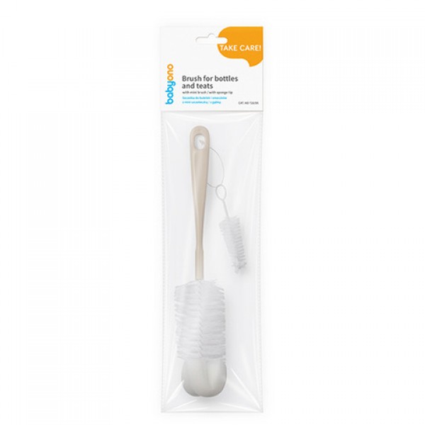 Birste ar šammmi pudelei+birstīte knupim BabyOno 720/04 beige-Bērna barošana-bebis.lv