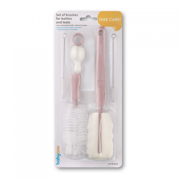 Набор щёток для бутылок и сосок 735/05 pink-Кормление ребёнка-bebis.lv