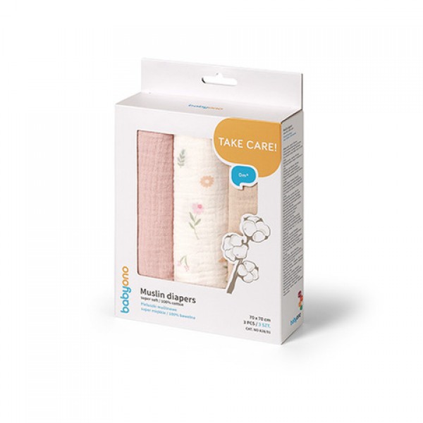 Muslīna autiņi, krokainie, 3 gab. SUPER SOFT 828/01-Gultas veļa un piederumi-bebis.lv