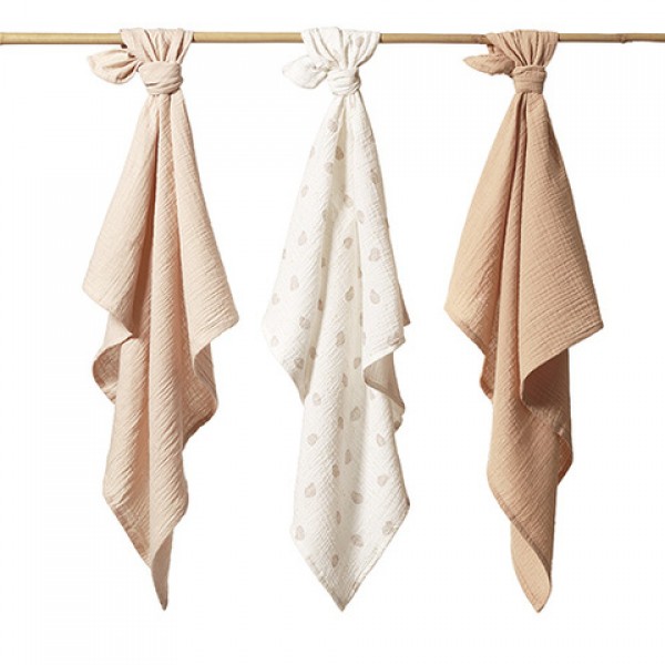 Muslīna autiņi, krokainie, 3 gab. SUPER SOFT 828/02-Gultas veļa un piederumi-bebis.lv