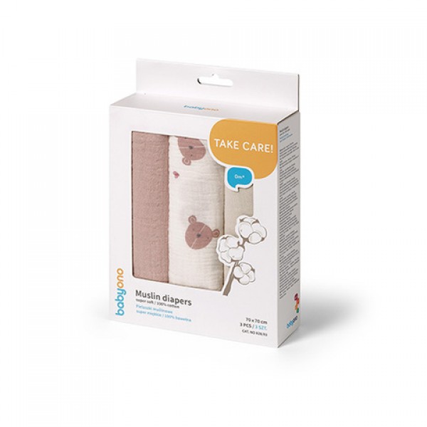 Muslīna autiņi, krokainie, 3 gab. SUPER SOFT 828/03-Gultas veļa un piederumi-bebis.lv