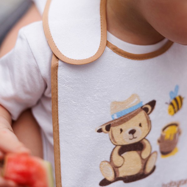 Terry bib BEIGE BEAR 832/01-Feeding your baby-bebis.lv