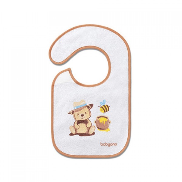 Terry bib BEIGE BEAR 832/01-Feeding your baby-bebis.lv