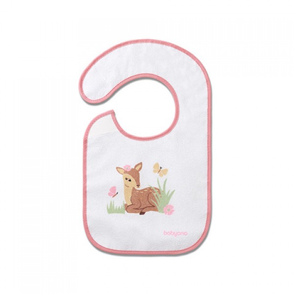 Terry bib PINK DEER 832/02-Feeding your baby-bebis.lv