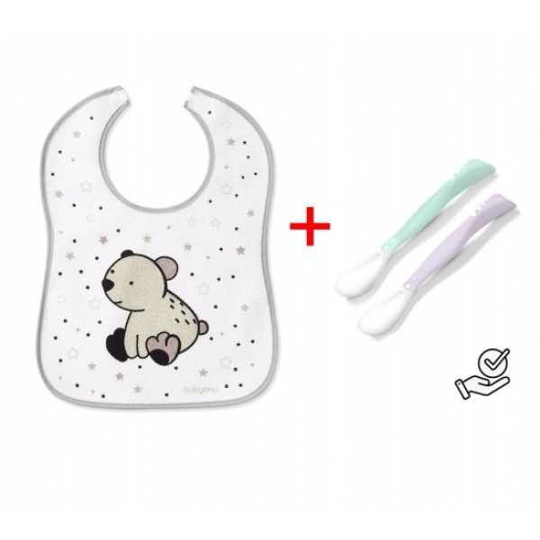 Terry cloth bib 26x36 cm+elastic spoons (833+1066)-affordable!-Feeding your baby-bebis.lv