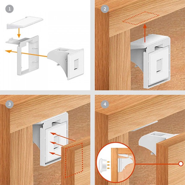 Magnētiskās slēdzenes (4 gab.) 1577-Bērnu mēbeles-bebis.lv