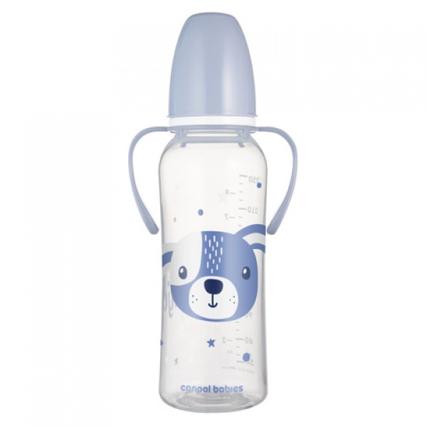 Pudele PC 250 ml ar rokturiem 11/845 blue-pudeles un piederumi-bebis.lv