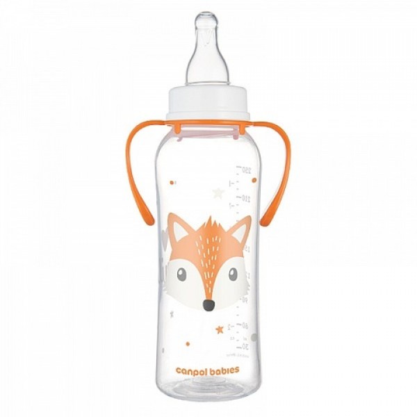 Pudele PC 250 ml ar rokturiem 11/845 orange-pudeles un piederumi-bebis.lv