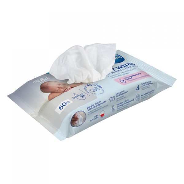 Wet Wipes for Babies & Children 99% water, 60 pcs-BABY CARE-bebis.lv