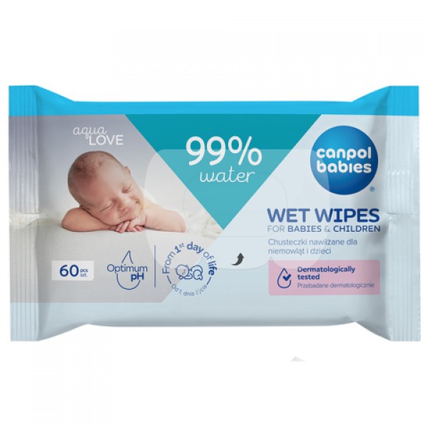 Wet Wipes for Babies & Children 99% water, 60 pcs-BABY CARE-bebis.lv