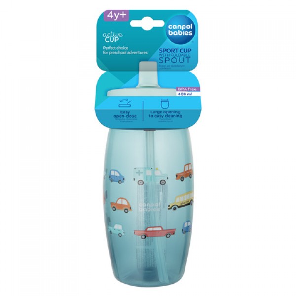 Бидон со складным поильником CARS 400 ml 56/618 blue Бидон со складным поильником CARS 400 ml 56/618 blue-Кормление ребёнка-bebis.lv