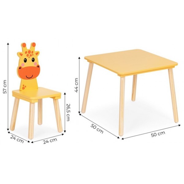 Galdiņš+ 2 krēsliņi GIRAFFE 07035-Bērnu mēbeles-bebis.lv