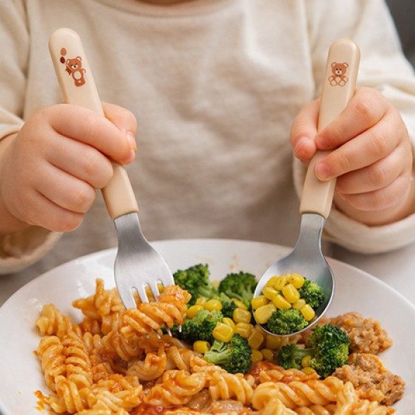 Karote un dakšiņa tērauda  Babyono 1065/02-Bērna barošana-bebis.lv