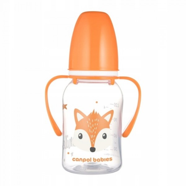 Pudele ar rokturiem CUTE ANIMALS 120 ml 11/823 orange-Bērna barošana-bebis.lv