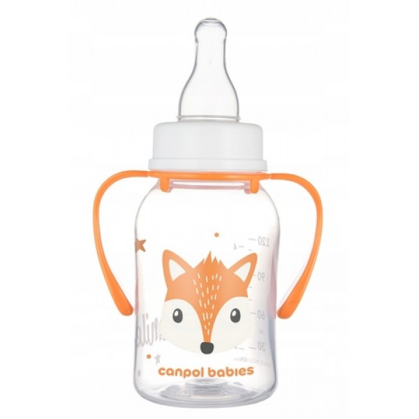 Pudele ar rokturiem CUTE ANIMALS 120 ml 11/823 orange-Bērna barošana-bebis.lv
