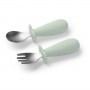 Stainless steel spoon and fork 1665/04 green-Feeding your baby-bebis.lv